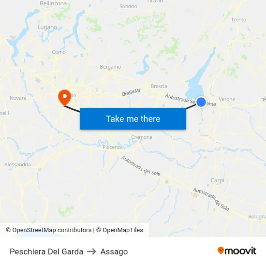 Peschiera Del Garda to Assago map
