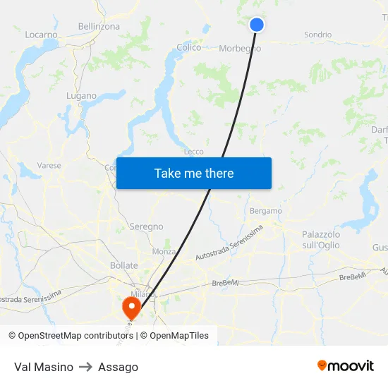 Val Masino to Assago map