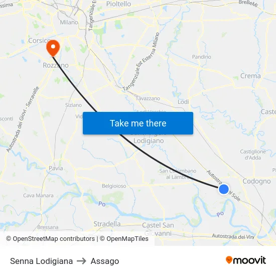 Senna Lodigiana to Assago map