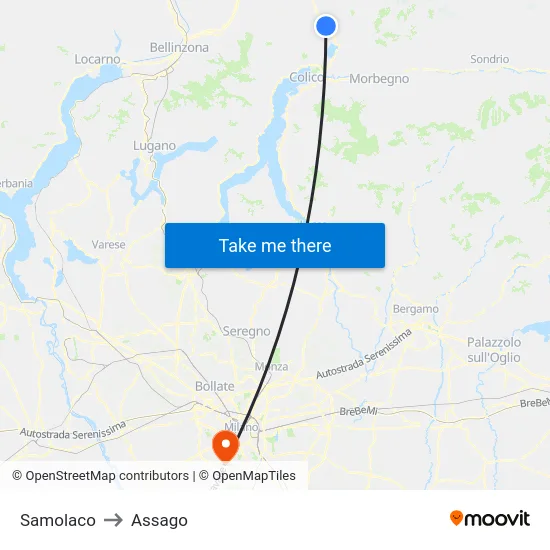 Samolaco to Assago map