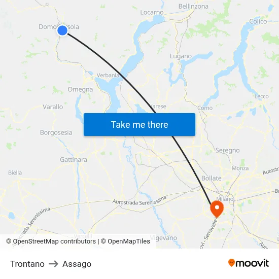 Trontano to Assago map