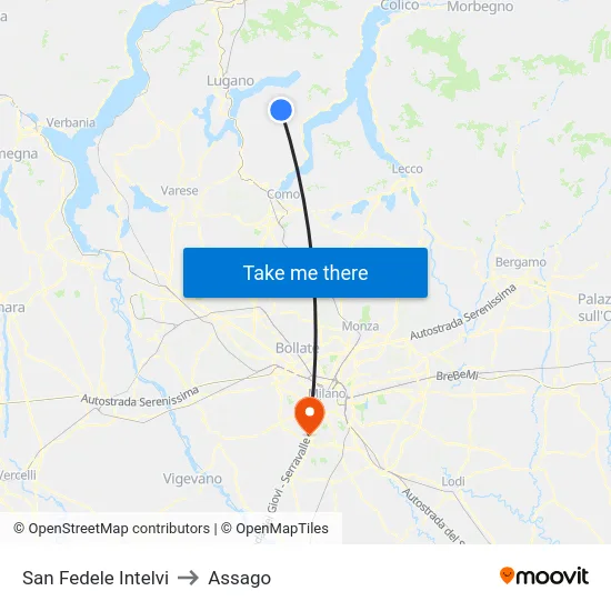 San Fedele Intelvi to Assago map