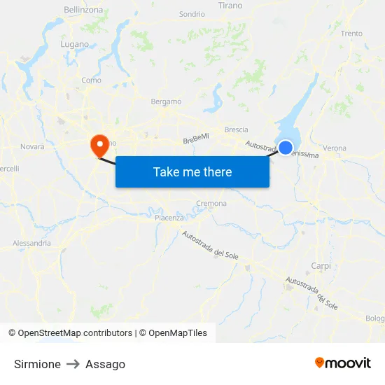 Sirmione to Assago map