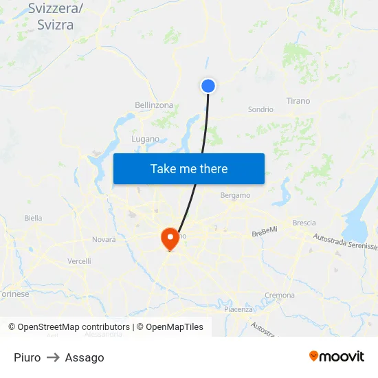 Piuro to Assago map