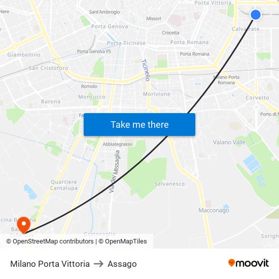 Milano Porta Vittoria to Assago map