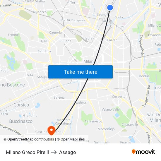 Milano Greco Pirelli to Assago map