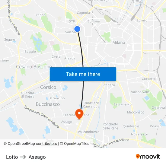 Lotto to Assago map