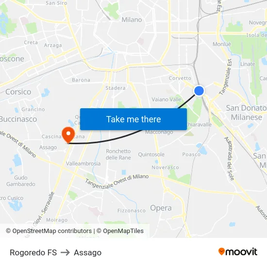 Rogoredo FS to Assago map
