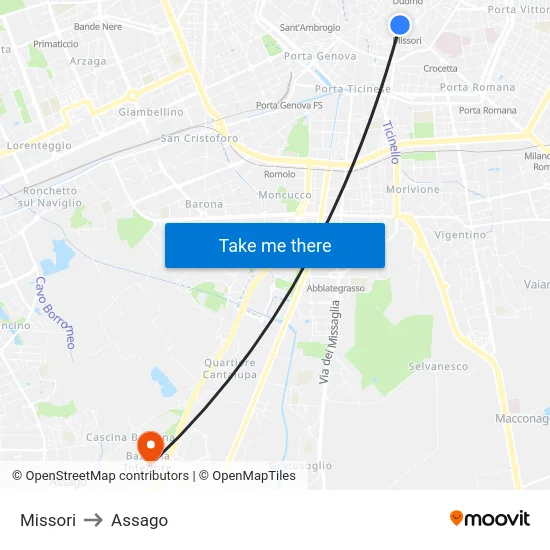 Missori to Assago map
