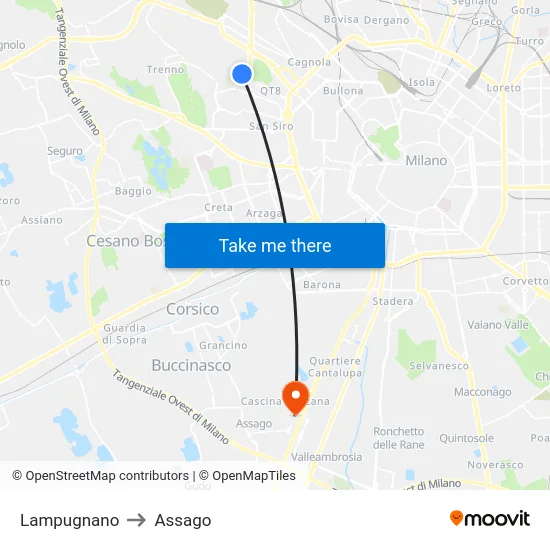 Lampugnano to Assago map