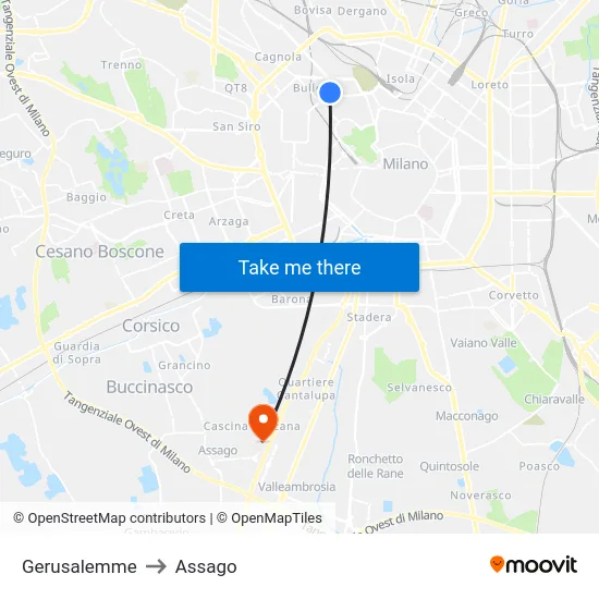 Gerusalemme to Assago map
