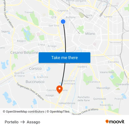 Portello to Assago map