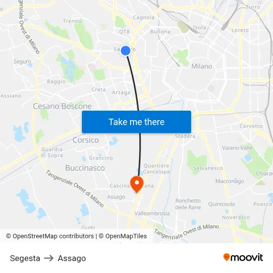 Segesta to Assago map