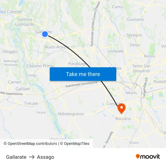 Gallarate to Assago map