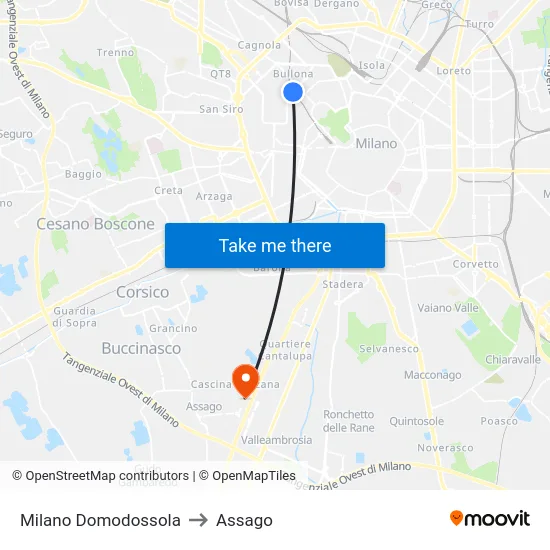 Milano Domodossola to Assago map