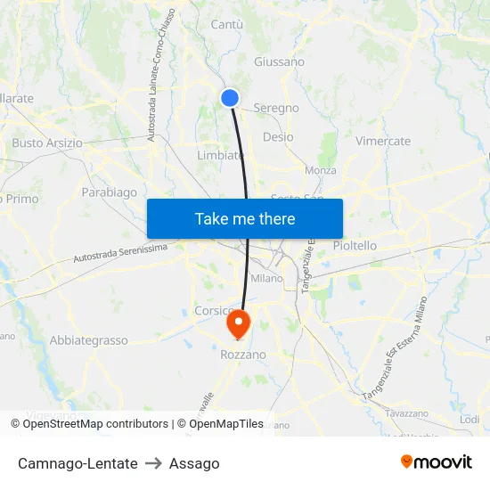 Camnago-Lentate to Assago map