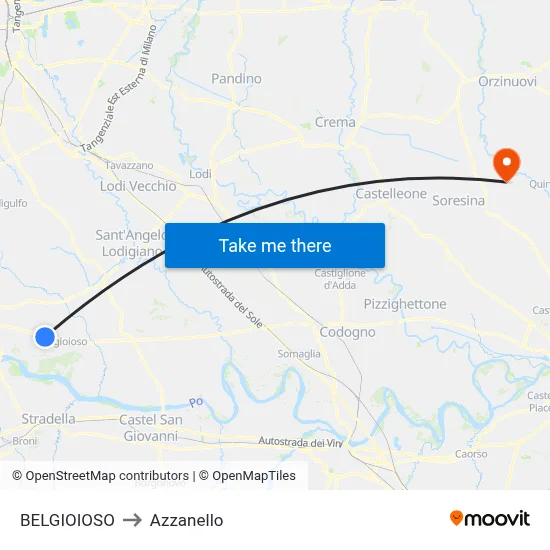 Belgioioso to Azzanello map