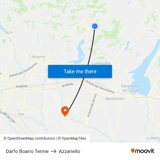 Darfo Boario Terme to Azzanello map