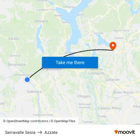 Serravalle Sesia to Azzate map
