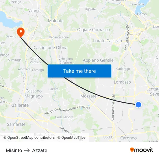 Misinto to Azzate map