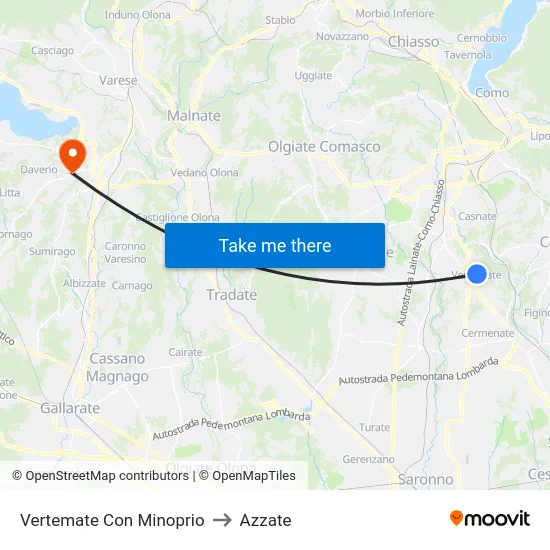 Vertemate Con Minoprio to Azzate map