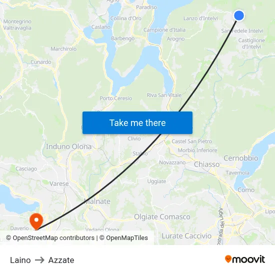 Laino to Azzate map