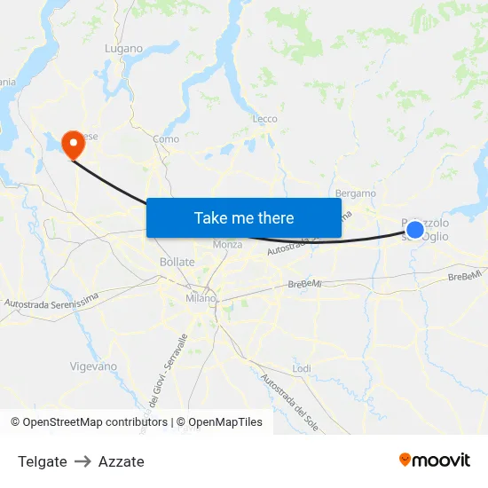 Telgate to Azzate map