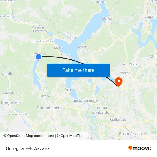 Omegna to Azzate map
