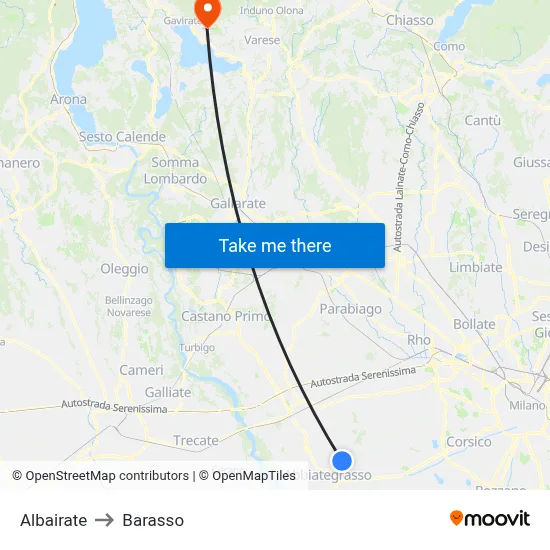Albairate to Barasso map