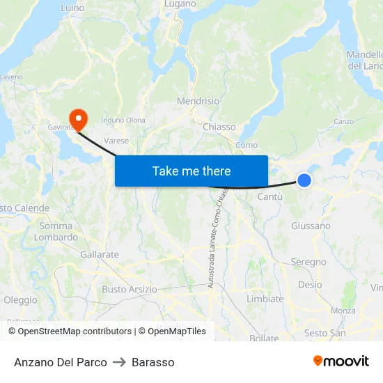 Anzano Del Parco to Barasso map