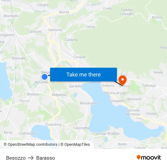 Besozzo to Barasso map