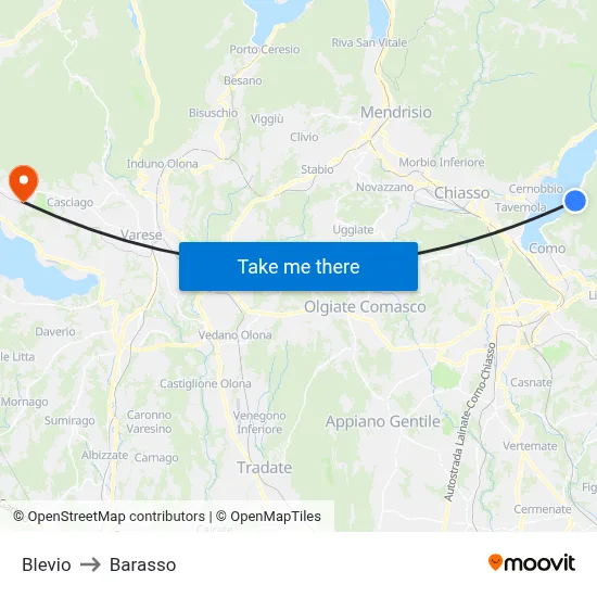 Blevio to Barasso map