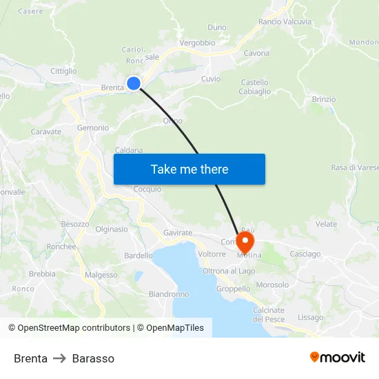 Brenta to Barasso map