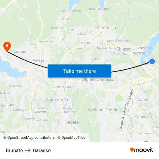 Brunate to Barasso map