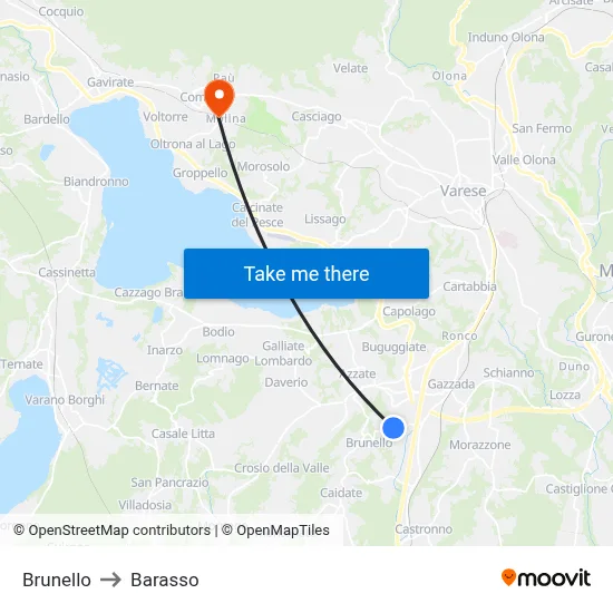 Brunello to Barasso map