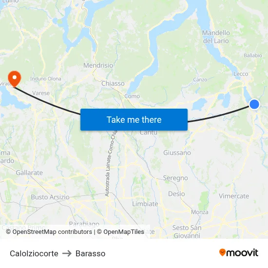 Calolziocorte to Barasso map