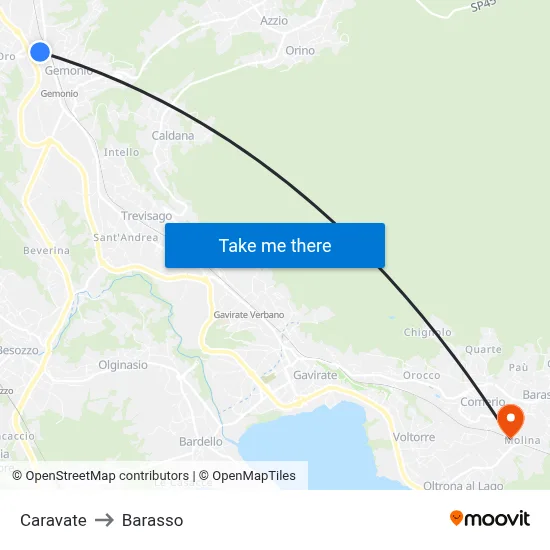 Caravate to Barasso map