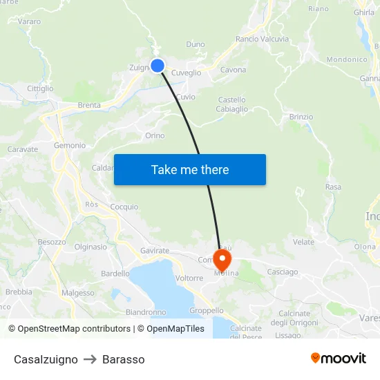 Casalzuigno to Barasso map