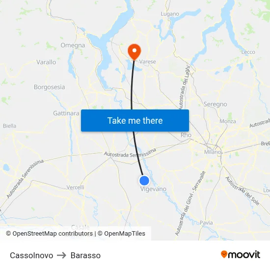 Cassolnovo to Barasso map