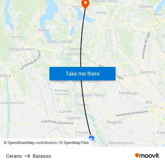 Cerano to Barasso map