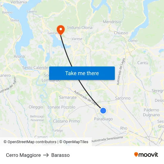 Cerro Maggiore to Barasso map