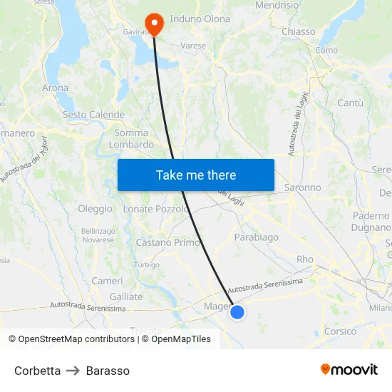 Corbetta to Barasso map