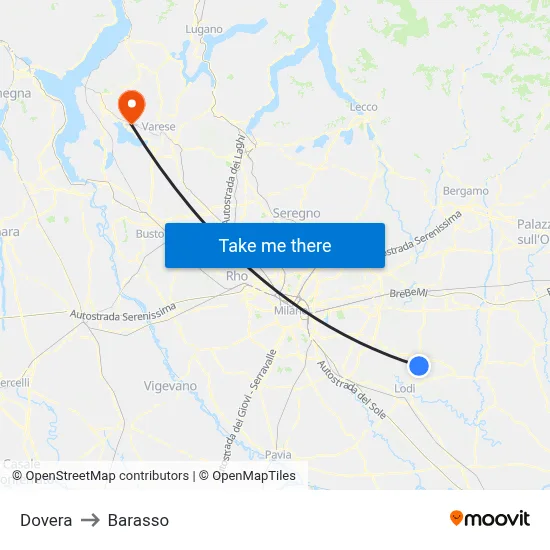 Dovera to Barasso map