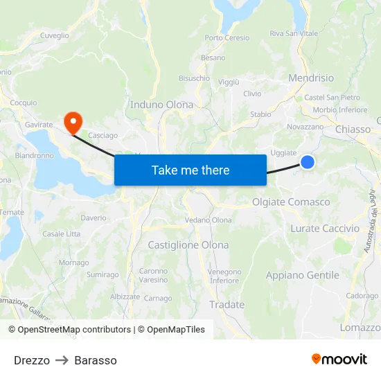 Drezzo to Barasso map