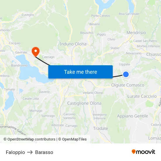 Faloppio to Barasso map
