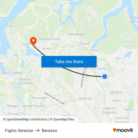 Figino Serenza to Barasso map