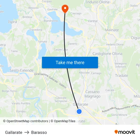 Gallarate to Barasso map