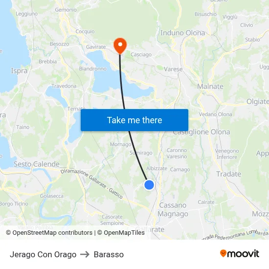 Jerago con Orago to Barasso map
