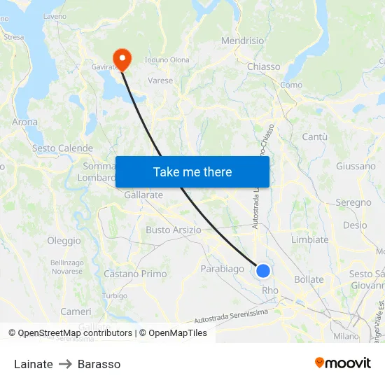 Lainate to Barasso map