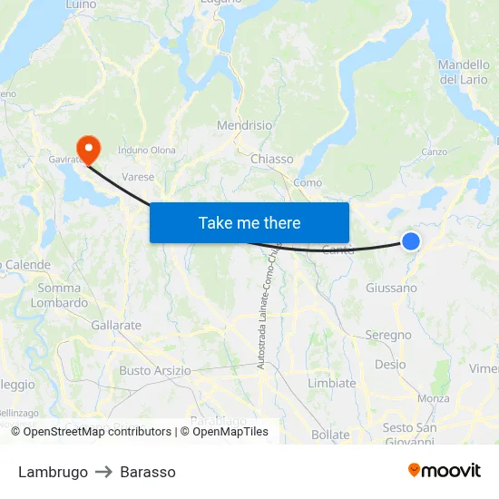 Lambrugo to Barasso map